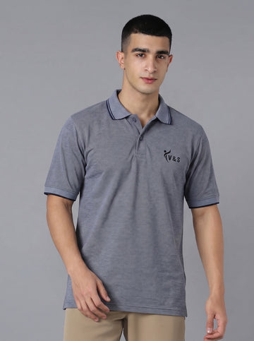 Men’s Regular Fit Grey Polo Neck T-Shirt